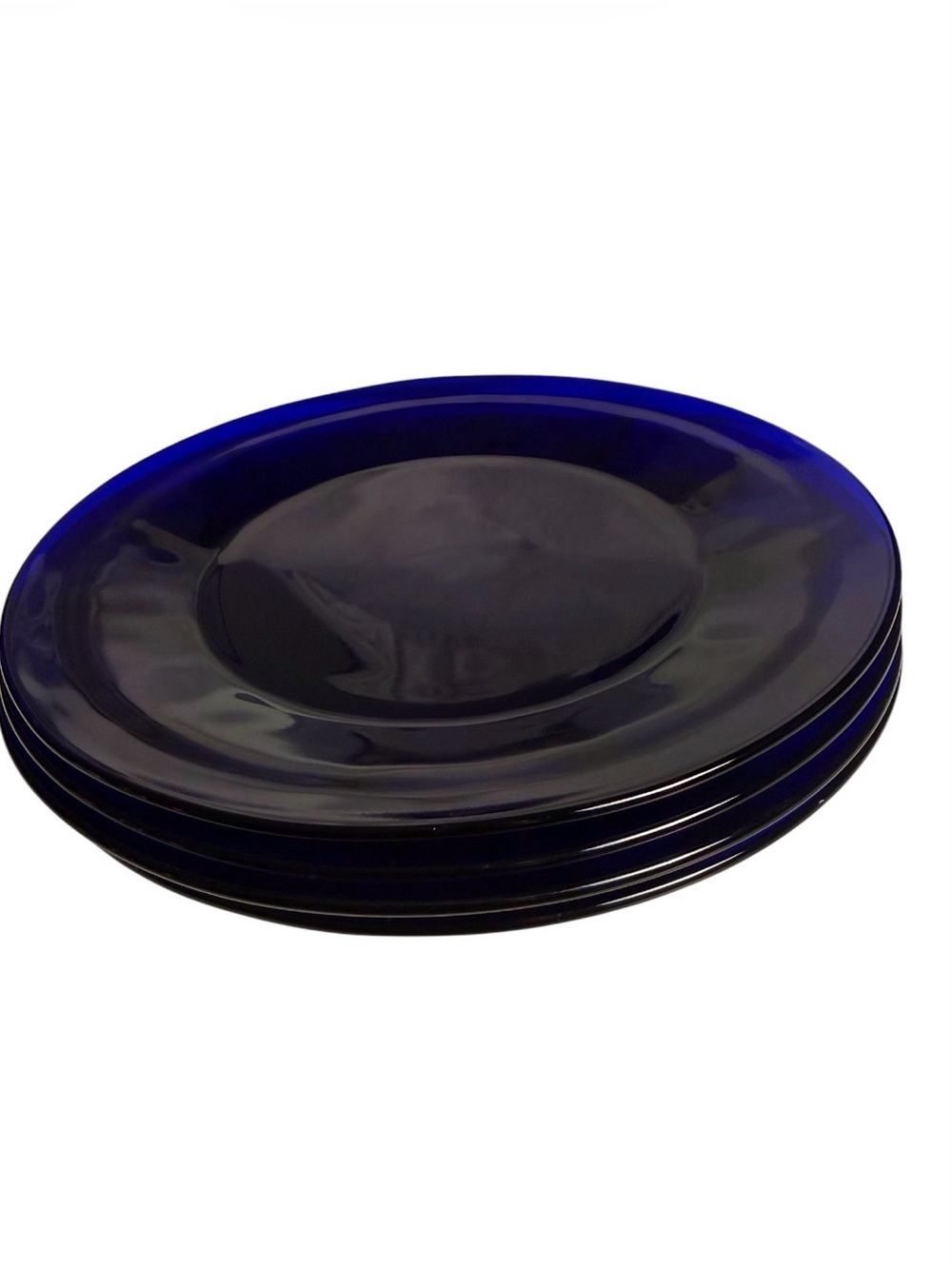 VTG Libbey Duratuff Blue Glass Dinner Plate - Deep Cobalt Serving 9”Plate Y2k